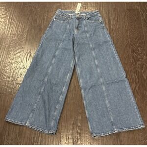 The Drop Frida Womens Size 31 Relaxed Fit Wide Leg Denim Jeans Medium Indigo NEW